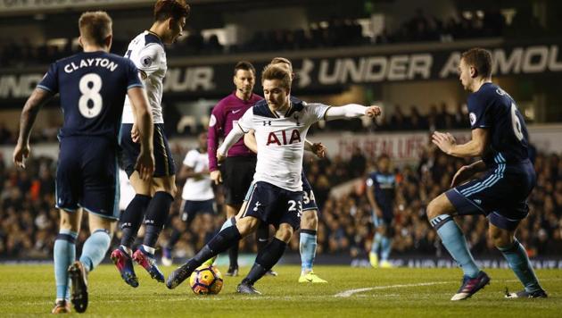 Tottenham will face Liverpool FC in the Premier League on Saturday.(REUTERS)