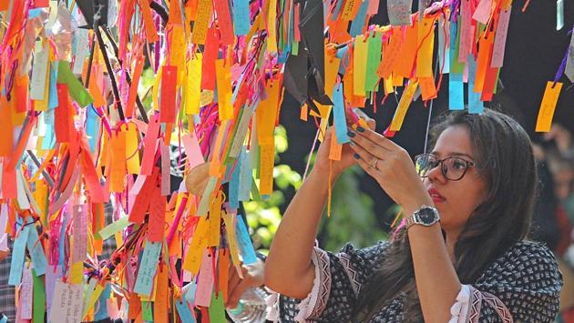 There was quite a bit to write on this installation. (Satyabrata Tripathy/Hindustan Times) 