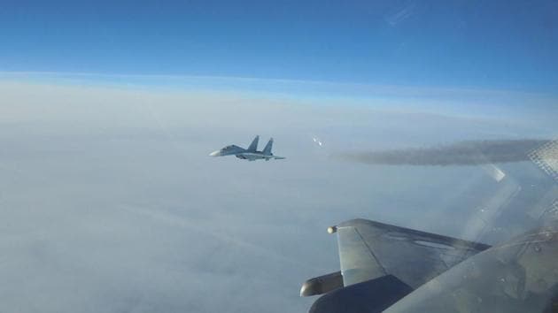 A US Navy P-3 plane and a Chinese military aircraft came close to each other over the South China Sea. (AFP File Photo) A US Navy P-3 plane and a Chinese military aircraft came close to each other over the South China Sea. (AFP File Photo)