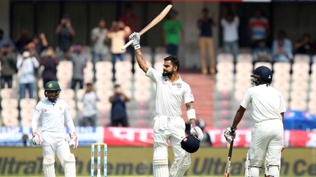 Virat Kohli captain of India celebrates against Bangladesh in Hyderabad. (BCCI) Virat Kohli captain of India celebrates against Bangladesh in Hyderabad. (BCCI)