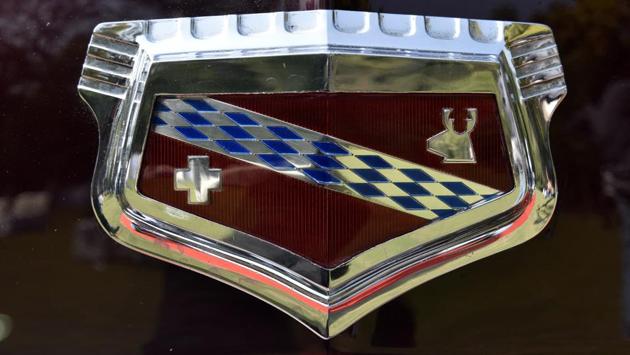 The monogram of the Buik Road Master, 1949 model, with 4500 CC. The 21 Gun Salute International Vintage Car Rally & Concours show also boasts of being the first vintage show in a series, where car owners from across the Indian subcontinent participate. (Mohd Zakir/HT PHOTO)