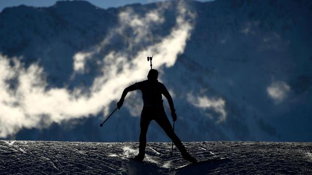 A competitor skies during the Women's 7.5 km Sprint race during the 2017 IBU Biathlon World Championships in Hochfilzen, on February 10, 2017. (FRANCK FIFE / AFP) A competitor skies during the Women's 7.5 km Sprint race during the 2017 IBU Biathlon World Championships in Hochfilzen, on February 10, 2017. (FRANCK FIFE / AFP)