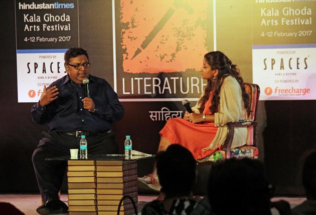 Ashwin Sanghi l speaks during a literature session at DSL Garden on Friday.