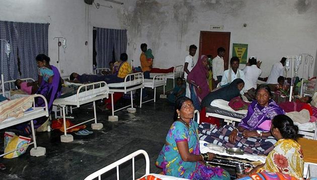 Women who underwent botched sterilisation surgeries at a government mass sterilisation camp receive treatment at a district hospital in Bilaspur, Chhattisgarh.