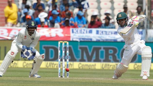Mushfiqur Rahim bats during day three of the one-offtest match between India and Bangladesh. (BCCI) 