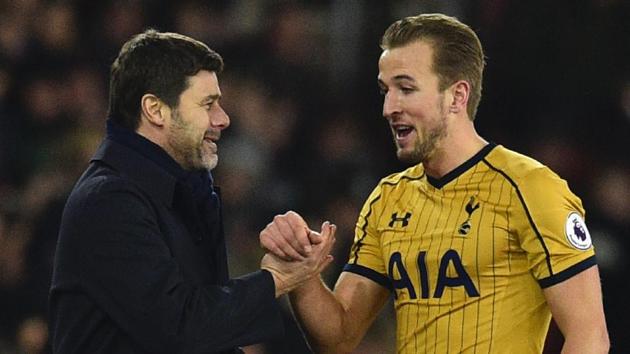 Tottenham Hotspur coach Mauricio Pochettino (L) embraces Harry Kane after a win against Southampton in their Premier League match. (AFP) Tottenham Hotspur coach Mauricio Pochettino (L) embraces Harry Kane after a win against Southampton in their Premier League match. (AFP)