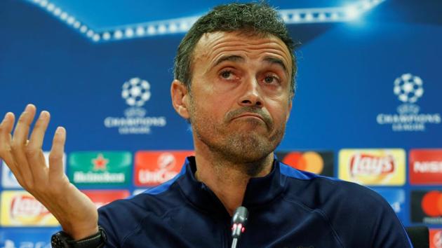 FC Barcelona manager Luis Enrique during the press conference ahead of their La Liga match against Deportivo Alaves.(REUTERS) FC Barcelona manager Luis Enrique during the press conference ahead of their La Liga match against Deportivo Alaves.(REUTERS)