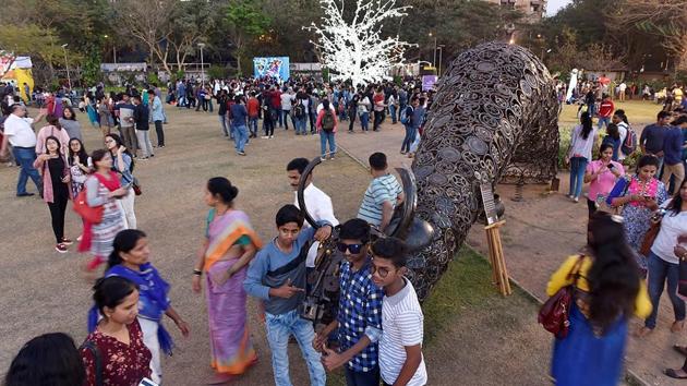 This artwork provides a place for a breather at the festival. (Anshuman Poyrekar/HT PHOTO) 