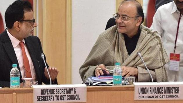 Finance minister Arun Jaitley with revenue secretary Hasmukh Adhia at a GST Council Meeting at Vigyan Bhawan in New Delhi, January 3. (PTI Photo) Finance minister Arun Jaitley with revenue secretary Hasmukh Adhia at a GST Council Meeting at Vigyan Bhawan in New Delhi, January 3. (PTI Photo)