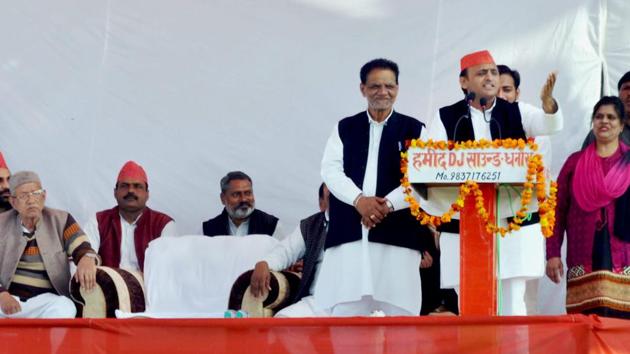 Uttar Pradesh CM Akhilesh Yadav addresses an election rally at Amroha on Sunday. Akhilesh said Samajwadi Party was ahead of rivals in the first phase. (PTI) Uttar Pradesh CM Akhilesh Yadav addresses an election rally at Amroha on Sunday. Akhilesh said Samajwadi Party was ahead of rivals in the first phase. (PTI)