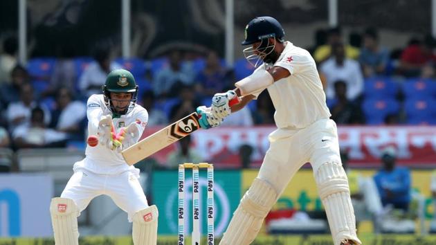 Cheteshwar Pujara’s 50 allowed India to declare at 159/4, giving Bangladesh a target of 459 runs. (BCCI) 