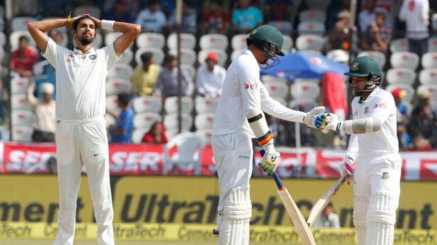 Mushfiqur Rahim continued to frustrate India as he neared his century. He found good support from Taskin Ahmed. (BCCI) 