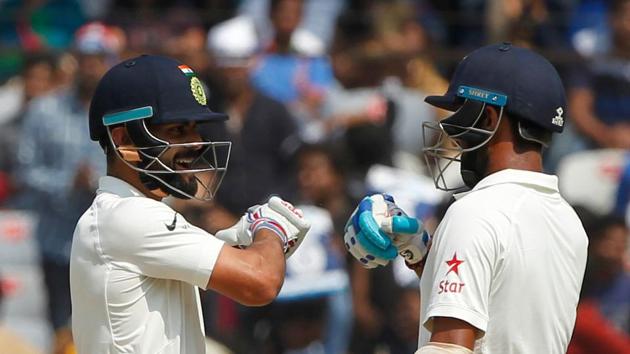 Virat Kohli  and Cheteshwar Pujara strung a rapid partnership to boost India in the post-lunch session. (BCCI) 