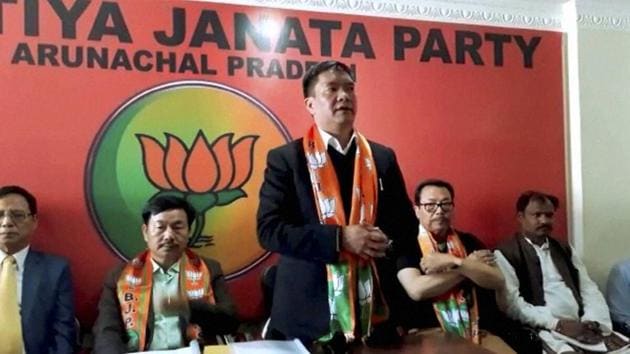 Chief minister of Arunachal Pradesh Pema Khandu at Itanagar in Arunachal Pradesh. There is speculation that the BJP government led by Pema Khandu might frame the rules to check missionary activities.(PTI)