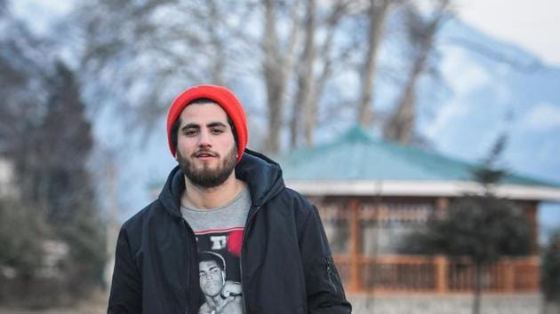 Kashmiri rock singer Ali Saffudin poses for a photograph in Srinagar. Ali's songs are very popular on YouTube and social media.(Waseem Andrabi / Hindustan Times)