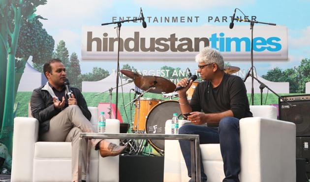 Cricketer Virender Sehwag (left) talks to RJ Sharat, life coach from Fever 104 FM, at HT Palate Fest in Nehru Park, Chanakyapuri, on Sunday. (Prabhas Roy/HT Photo) Cricketer Virender Sehwag (left) talks to RJ Sharat, life coach from Fever 104 FM, at HT Palate Fest in Nehru Park, Chanakyapuri, on Sunday. (Prabhas Roy/HT Photo)
