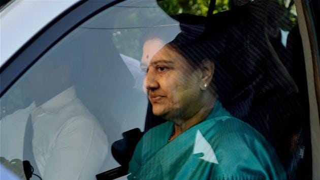 AIADMK general secretary VK Sasikala in a surprise move arrives at the resort in Koovathur at East Coast Road to meet various MLAs who are camping over the last four days to decide on the further course of action near Chennai on Saturday. (PTI) AIADMK general secretary VK Sasikala in a surprise move arrives at the resort in Koovathur at East Coast Road to meet various MLAs who are camping over the last four days to decide on the further course of action near Chennai on Saturday. (PTI)