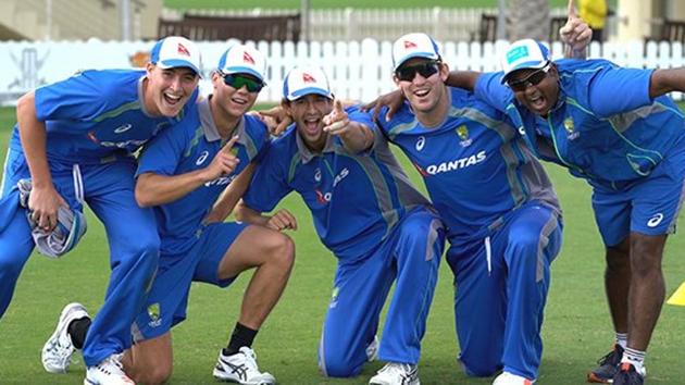 The Australian cricket team were training in Dubai ahead of their Test series in India.(Cricket Australia)