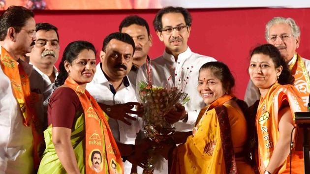 Uddhav Thackeray during a rally at Goregaon in Mumbai on Sunday. (HT) Uddhav Thackeray during a rally at Goregaon in Mumbai on Sunday. (HT)