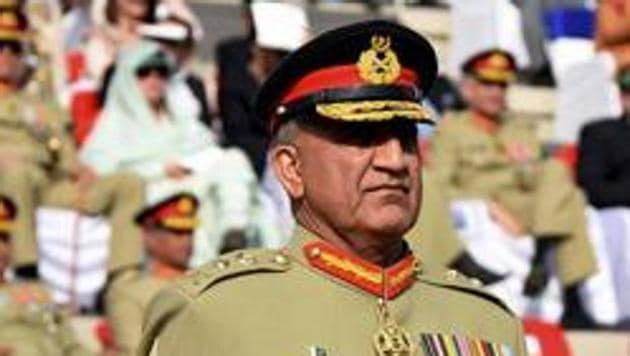 File photo of Pakistani Army chief Gen Qamar Javed Bajwa at the Change of Command ceremony in Rawalpindi after he was appointed to the post last year.(AP)