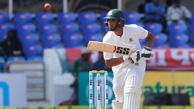 Bangladesh’s Mahmudullah bats during day five of the only test match between India and Bangladesh. (BCCI) 