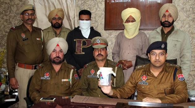 The accused in police custody in Ludhiana on Sunday. (Jagtinder Singh Grewal / HT Photo) The accused in police custody in Ludhiana on Sunday. (Jagtinder Singh Grewal / HT Photo)