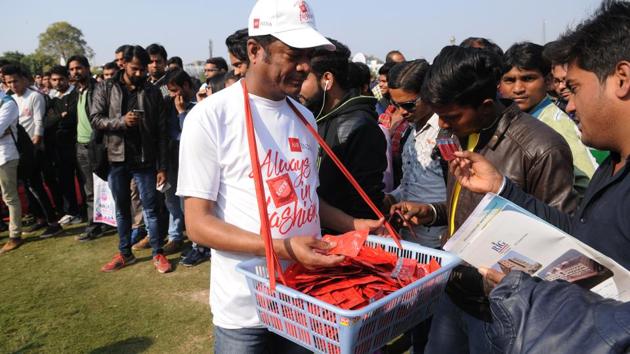 India is set to experience a dynamic transformation by the year 2020 with the ever growing national adult population (15–49 years). Every third person in India is a youth. In about seven years, the median individual in India will be 29 years, very likely a city-dweller, making it the “Youngest Country in the World”. There is a dire need to continue intense public awareness campaigns to tackle the inhibitions and taboos associated with condoms and to encourage their use. (Burhaan Kinu/HT Photo) India is set to experience a dynamic transformation by the year 2020 with the ever growing national adult population (15–49 years). Every third person in India is a youth. In about seven years, the median individual in India will be 29 years, very likely a city-dweller, making it the “Youngest Country in the World”. There is a dire need to continue intense public awareness campaigns to tackle the inhibitions and taboos associated with condoms and to encourage their use. (Burhaan Kinu/HT Photo)