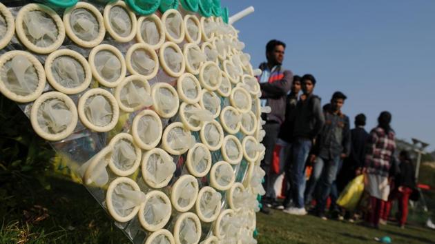 During the event, AHF also unveiled its 2017 International Condom Day song, “Always in Fashion,” (song) a parody (lyrics) of Bruno Mars’ latest hit, “24K Magic” to help pump enthusiasm at ICD events across the globe. (Burhaan Kinu/HT Photo) During the event, AHF also unveiled its 2017 International Condom Day song, “Always in Fashion,” (song) a parody (lyrics) of Bruno Mars’ latest hit, “24K Magic” to help pump enthusiasm at ICD events across the globe. (Burhaan Kinu/HT Photo)