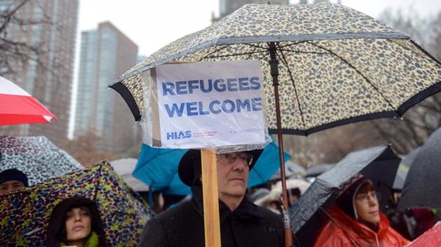 People participate in a protest against US President Donald Trump's immigration policy at the Jewish Rally for Refugees in New York City, February 12, 2017.(Reuters) People participate in a protest against US President Donald Trump's immigration policy at the Jewish Rally for Refugees in New York City, February 12, 2017.(Reuters)