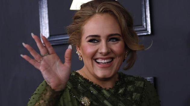 Singer Adele arrives at the 59th Annual Grammy Awards in Los Angeles on Sunday. (REUTERS) Singer Adele arrives at the 59th Annual Grammy Awards in Los Angeles on Sunday. (REUTERS)