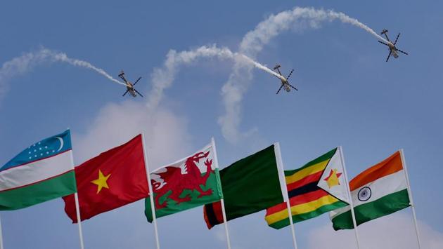 The Indian Air Force's aerobatic team Sarang performs during the inauguration of the 11th biennial edition of Aero India 2017. (Shailendra Bhojak / PTI) The Indian Air Force's aerobatic team Sarang performs during the inauguration of the 11th biennial edition of Aero India 2017. (Shailendra Bhojak / PTI)