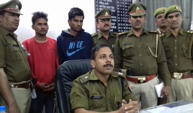 The two accused, Monu Pal and Rohit Kumar, in police custody. The two accused, Monu Pal and Rohit Kumar, in police custody.