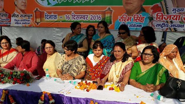 Office-bearers of the Bharatiya Janata Party’s Mahila Morcha–the party’s women’s wing–participate in a Mahila Sammelan in Aligarh, Uttar Pradesh. (Photo: Facebook/Vijay Rahatkar) Office-bearers of the Bharatiya Janata Party’s Mahila Morcha–the party’s women’s wing–participate in a Mahila Sammelan in Aligarh, Uttar Pradesh. (Photo: Facebook/Vijay Rahatkar)