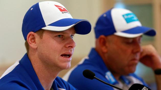 Australia cricket captain Steve Smith (L) speaks at a news conference in Mumbai ahead of their Test series against India.(REUTERS)