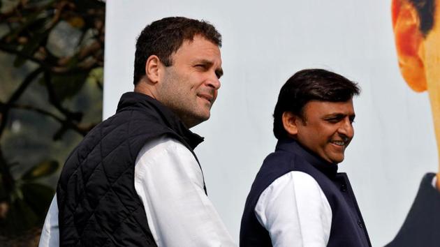 Congress vice-president Rahul Gandhi and Samajwadi Party president Akhilesh Yadav during a joint press conference in Lucknow. The two parties are contesting the polls together. (REUTERS) Congress vice-president Rahul Gandhi and Samajwadi Party president Akhilesh Yadav during a joint press conference in Lucknow. The two parties are contesting the polls together. (REUTERS)