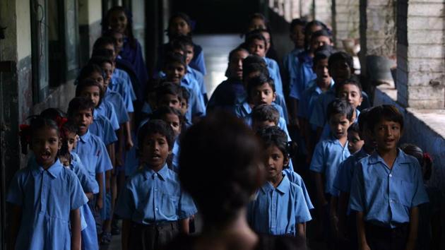 Singing national anthem is not compulsory but most schools play it during morning assembly.(HT File Photo)