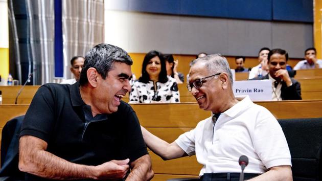 Infosys founder NR Narayana Murthy with CEO Vishal Sikka in Bangalore. (File Photo/LiveMint) Infosys founder NR Narayana Murthy with CEO Vishal Sikka in Bangalore. (File Photo/LiveMint)