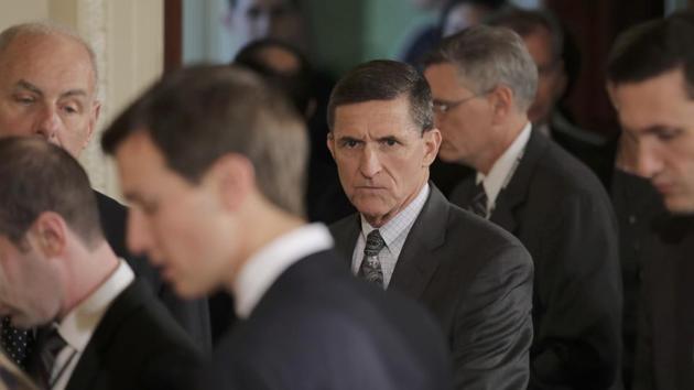 White House National Security Advisor Michael Flynn (C) at the White House in Washington, US, on February 13, 2017.(Reuters File)