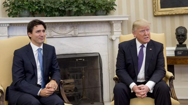US President Donald Trump and Canadian Prime Minister Justin Trudeau hold a meeting in the Oval Office of the White House in Washington, DC. (AFP Photo) US President Donald Trump and Canadian Prime Minister Justin Trudeau hold a meeting in the Oval Office of the White House in Washington, DC. (AFP Photo)