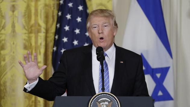 President Donald Trump speaks during a joint news conference with Israeli Prime Minister Benjamin Netanyahu in the East Room of the White House in Washington, Wednesday, Feb. 15, 2017. (AP Photo) President Donald Trump speaks during a joint news conference with Israeli Prime Minister Benjamin Netanyahu in the East Room of the White House in Washington, Wednesday, Feb. 15, 2017. (AP Photo)