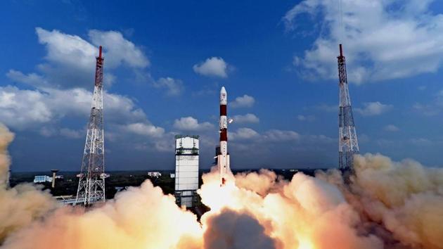 Space agency Indian Space Research Organisation (ISRO) successfully launching a record 104 satellites, including India’s earth observation satellite on-board PSLV-C37/Cartosat2 Series from the spaceport of Sriharikota on Wednesday.(PTI) Space agency Indian Space Research Organisation (ISRO) successfully launching a record 104 satellites, including India’s earth observation satellite on-board PSLV-C37/Cartosat2 Series from the spaceport of Sriharikota on Wednesday.(PTI)