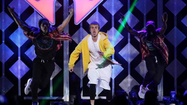 Justin Bieber performs at Z100's Jingle Ball in Manhattan, New York. (REUTERS)