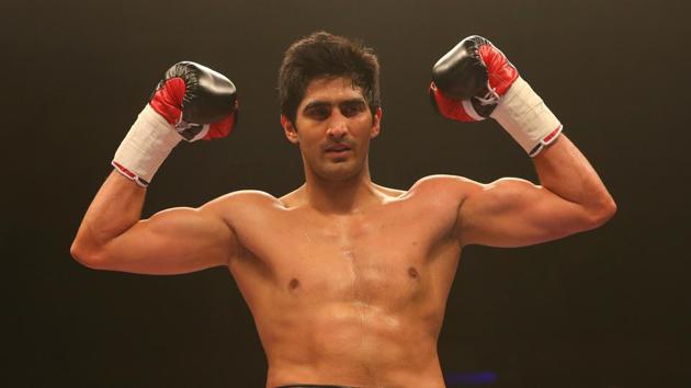 Vijender Singh after beating Alexander Horvath during their middleweight contest at the Echo Arena in Liverpool in March last year.(Getty Images)