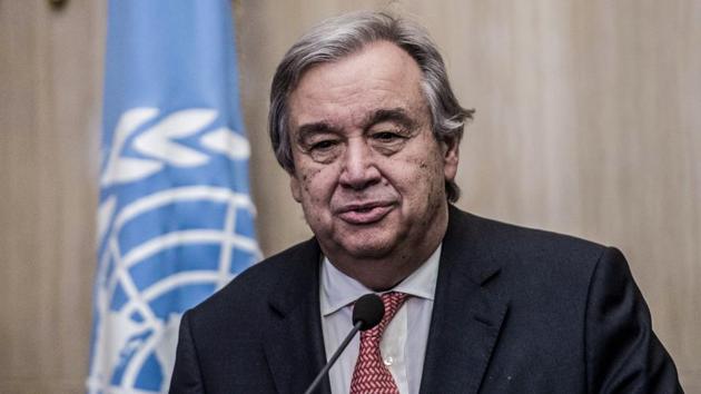 United Nations Secretary-General António Guterres at a joint press conference with Egyptian foreign minister Shameh Shoukry (unseen), in the capital Cairo on February 15, 2017.(AFP) United Nations Secretary-General António Guterres at a joint press conference with Egyptian foreign minister Shameh Shoukry (unseen), in the capital Cairo on February 15, 2017.(AFP)