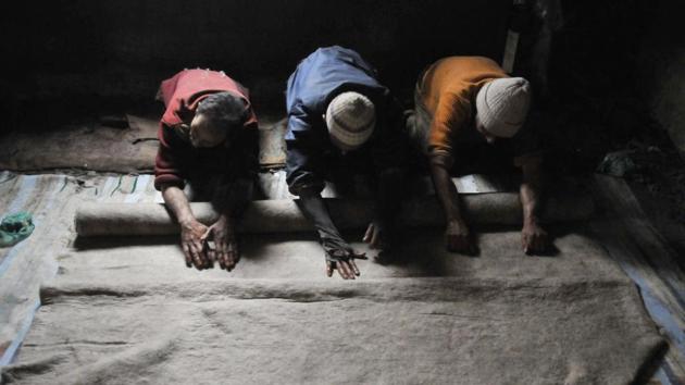 The tradition of making Namda is handed down by fathers to their sons and is a closely guarded family secret. In Srinagar, most of the namda making units are located in the older part of the city. (Waseem Andrabi /HT PHOTO )