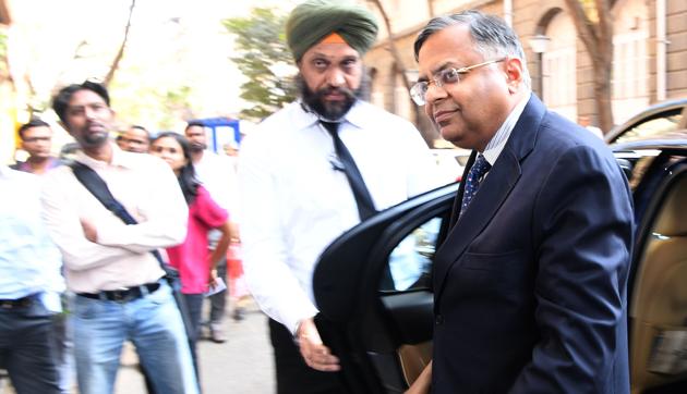 Natarajan Chandrasekaran, chairman of Tata Group and former CEO of TCS, arrives for an Extraordinary General Meeting (EGM) of Tata Sons in Mumbai on February 6, 2017.(AFP)