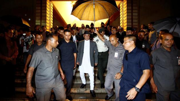 File phot of Nepal's former prime minister KP Sharma Oli, walking out of parliament in Kathmandu after announcing his resignation on July 24, 2016. (Reuters) File phot of Nepal's former prime minister KP Sharma Oli, walking out of parliament in Kathmandu after announcing his resignation on July 24, 2016. (Reuters)