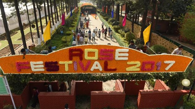 The three day festival at Rose Garden in sector 16 is the most sought after event of the city.(HT Photo)