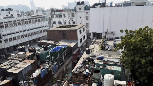 The association submitted a memorandum to the NDMC chairperson on Friday, asking for a committee to survey the buildings in the area and identify unsafe structures. (HT Photo) The association submitted a memorandum to the NDMC chairperson on Friday, asking for a committee to survey the buildings in the area and identify unsafe structures. (HT Photo)