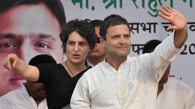 Congress vice-president Rahul Gandhi with sister Priyanka Gandhi Vadra at an election rally in Rae Bareli on Friday. (PTI) Congress vice-president Rahul Gandhi with sister Priyanka Gandhi Vadra at an election rally in Rae Bareli on Friday. (PTI)